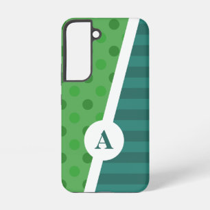 Coque Samsung Galaxy Point Polka bleu et vert et Motif de bande