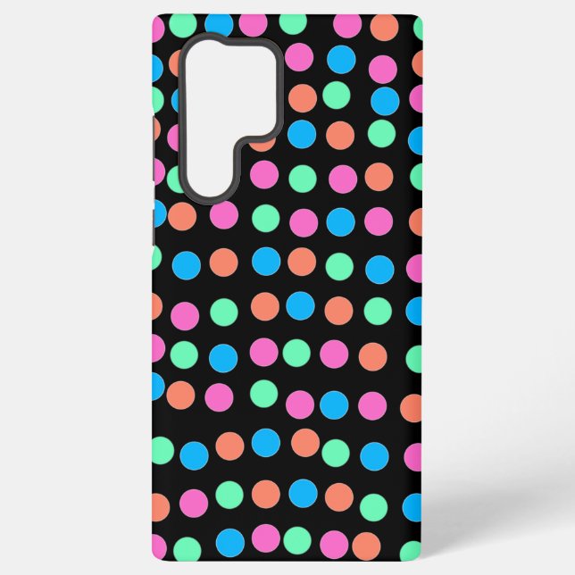 Coque Samsung Galaxy Points Pastel Printemps sur Noir (Verso)