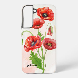 Coque Samsung Galaxy Poppies d'aquarelles magnifiques personnalisées Im