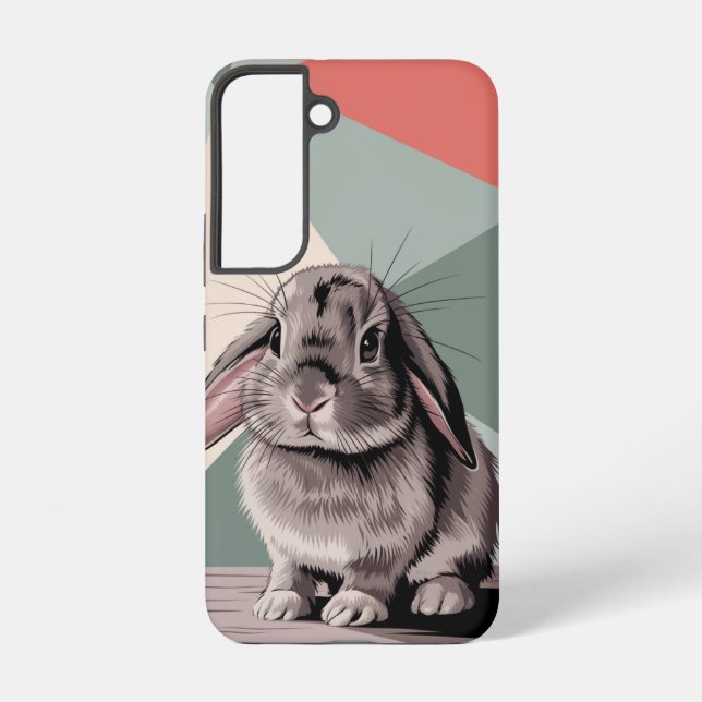 Coque Samsung Galaxy Portrait lapin moderne en Sage (Verso)