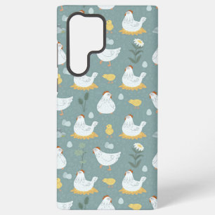 Coque Samsung Galaxy Poules rêvant dans le poulailler en bleu sarcelle 