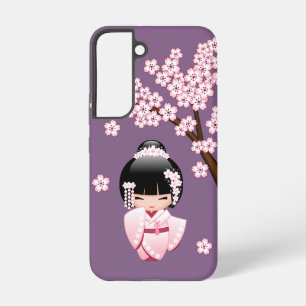 Coque Samsung Galaxy Poupée blanche Kimono Kokeshi - mignonne Geisha Gi
