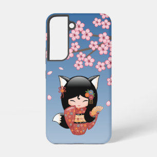 Coque Samsung Galaxy Poupée Kitsune Kokeshi - Black Fox Geisha Girl
