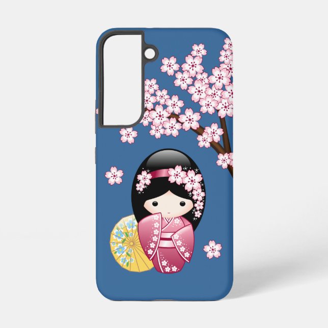 Coque Samsung Galaxy Poupée Kokeshi Printemps - Cute Geisha Japonaise s (Verso)