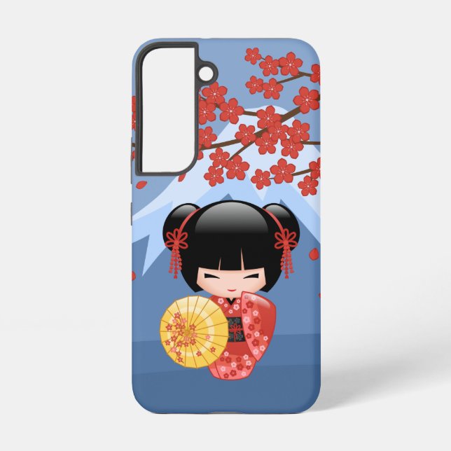 Coque Samsung Galaxy Poupée rouge Sakura Kokeshi - mignonne Geisha Girl (Verso)