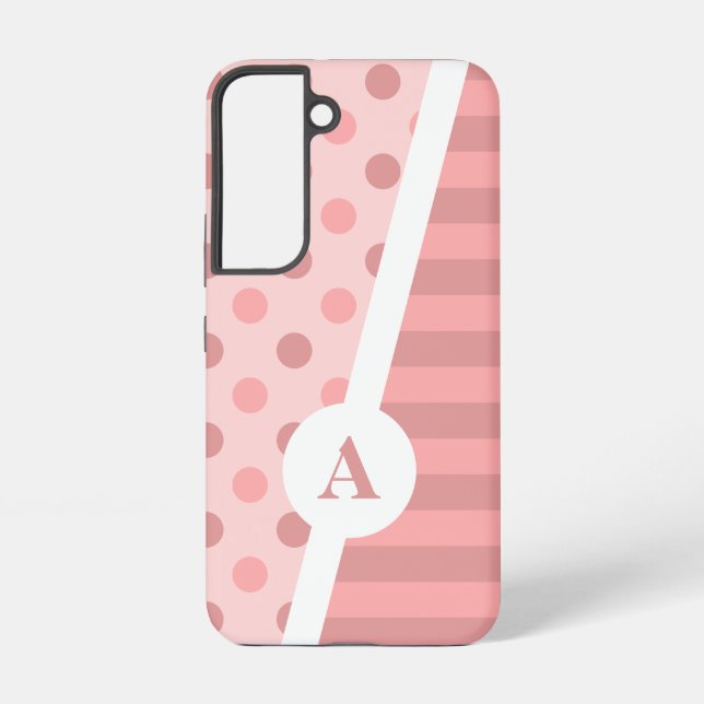 Coque Samsung Galaxy Pretty Pink Polka Dot et Motif en bande (Verso)