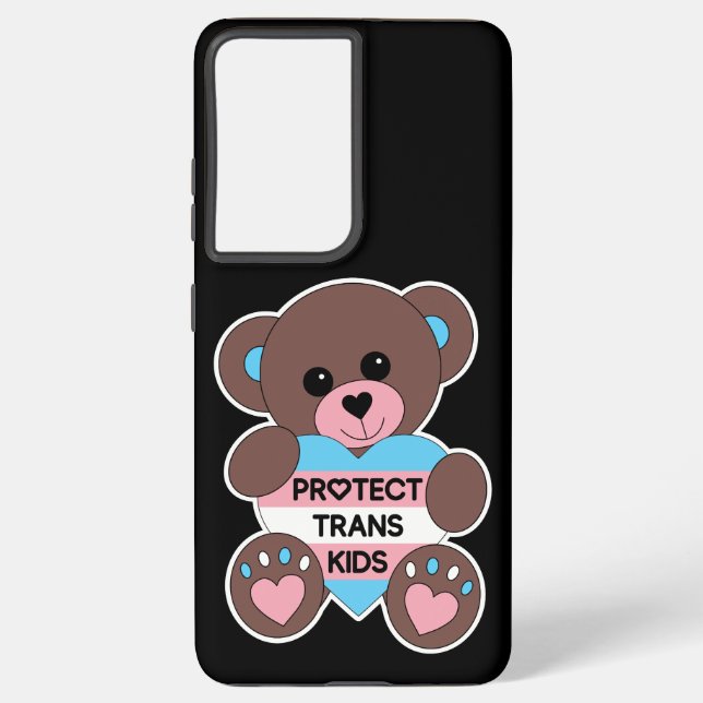 Coque Samsung Galaxy Protéger Trans Kids Pride Drapeau Teddy Bear (Verso)