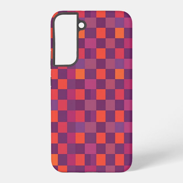 Coque Samsung Galaxy Purple and Red Checkered Geometric Pattern (Verso)