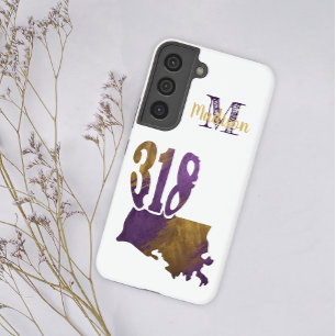 Coque Samsung Galaxy Purple Gold 318 Indicatif régional Louisiane Nom i