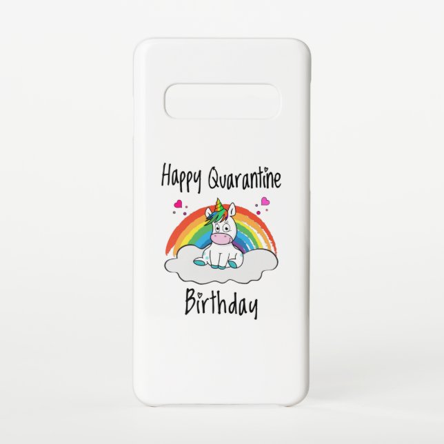 Coque Samsung Galaxy Quarantine Anniversaire Unicorn arc-en-ciel (Dos)