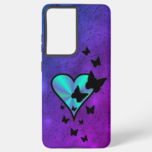 Coque Samsung Galaxy Rainbow heart and Butterfly (Verso)