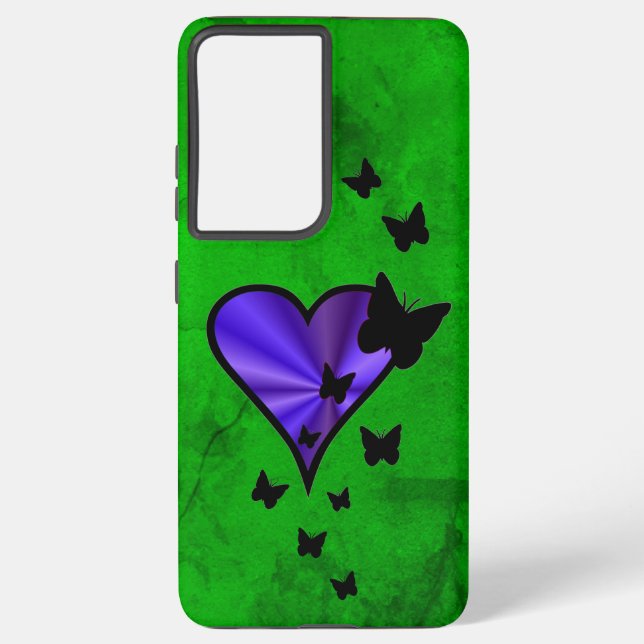 Coque Samsung Galaxy Rainbow heart and Butterfly (Verso)