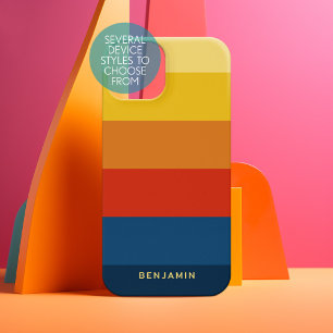 Coque Samsung Galaxy Rayures Rétro du Sunset avec un Nom Simple Sans Se