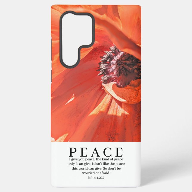 Coque Samsung Galaxy Red Poppy Flower Écriture de paix chrétien (Verso)