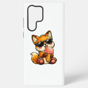Coque Samsung Galaxy Renard Mignon Mangeant une Glace avec des Lunettes
