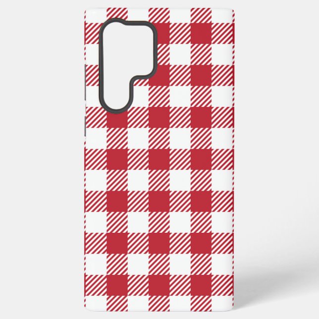 Coque Samsung Galaxy Retro Red Picnic Check Farmhouse Design (Verso)
