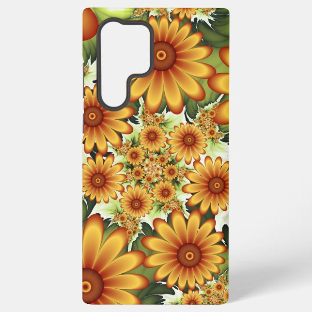 Coque Samsung Galaxy Rêve Floral, Art Fractal Moderne Abstrait Fleur (Verso)