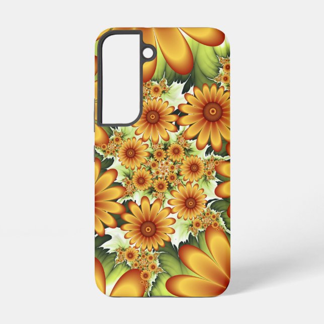 Coque Samsung Galaxy Rêve Floral, Art Fractal Moderne Abstrait Fleur (Verso)