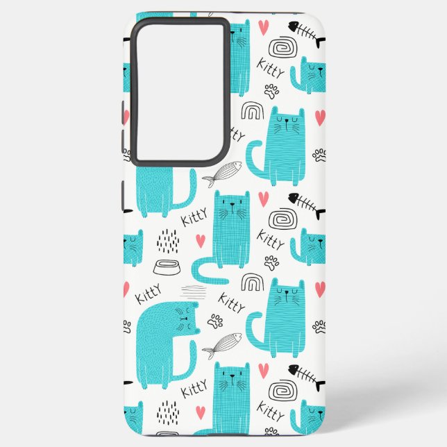 Coque Samsung Galaxy Robin Oeuf Bleu Cute Chat Motif (Verso)