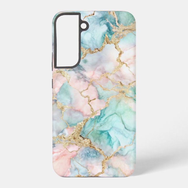 Coque Samsung Galaxy Rose Blue Gold Marble (Verso)