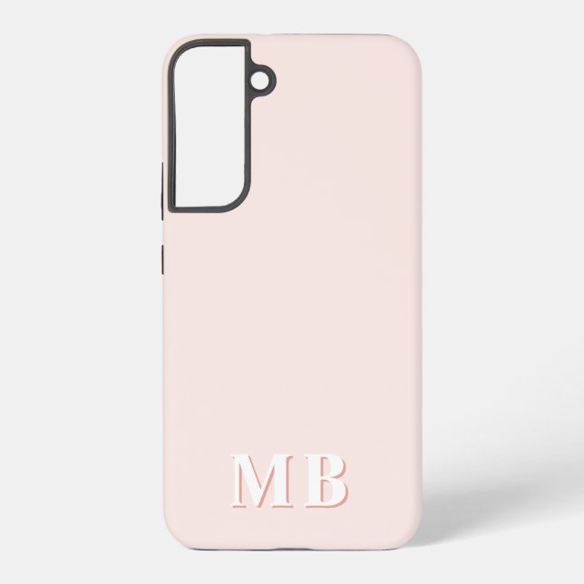 Coque Samsung Galaxy Rose et corail | Monogramme initial moderne minima (Verso)