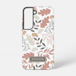 Coque Samsung Galaxy Rose Gold Feuilles Nom personnalisé Modèle