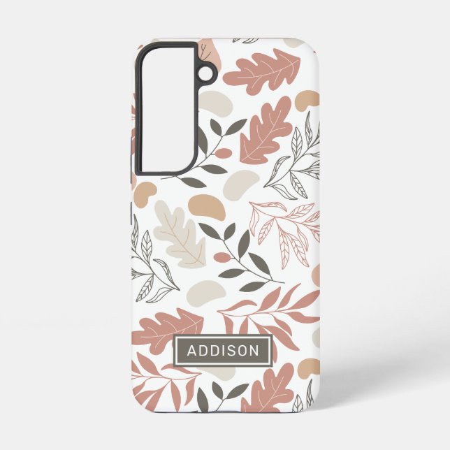 Coque Samsung Galaxy Rose Gold Feuilles Nom personnalisé Modèle (Verso)