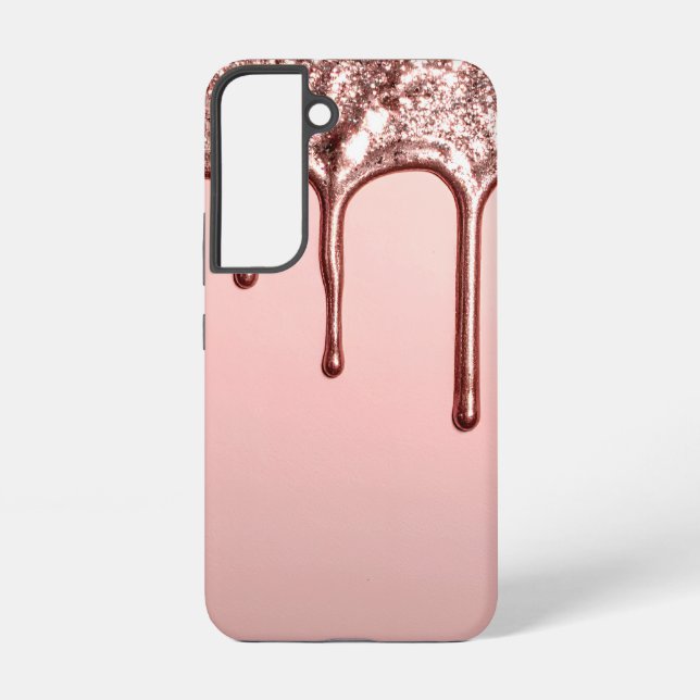 Coque Samsung Galaxy Rose Gold Glitter Drip – Glam Metallic (Verso)