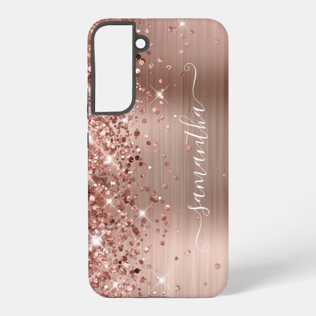 Coque Samsung Galaxy Rose Gold Glittery Foil Girl Signature (Verso)