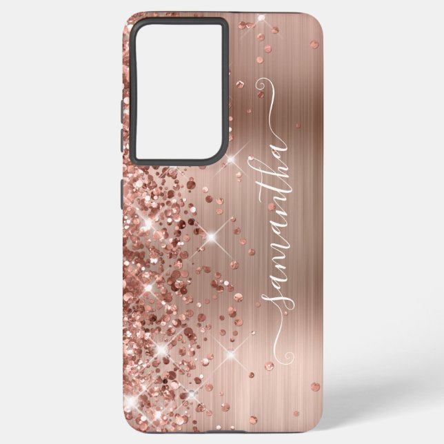 Coque Samsung Galaxy Rose Gold Glittery Foil Girl Signature (Verso)