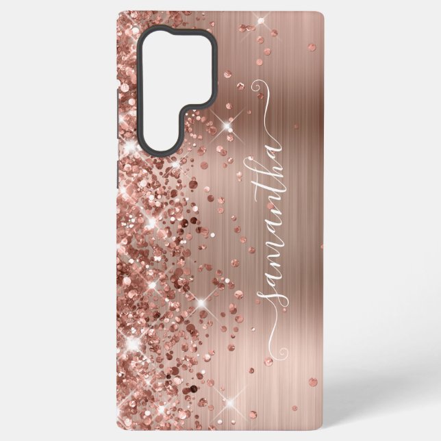 Coque Samsung Galaxy Rose Gold Glittery Foil Girl Signature (Verso)