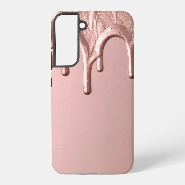 Coque Samsung Galaxy Rose Gold Metallic Drip (Verso)