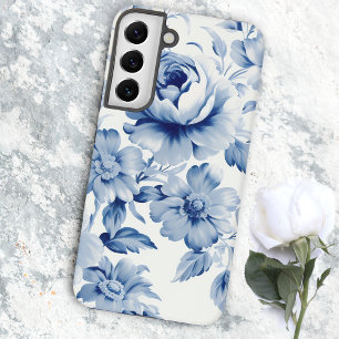 Coque Samsung Galaxy Roses Aquarelle Bleu Pastel Élégant