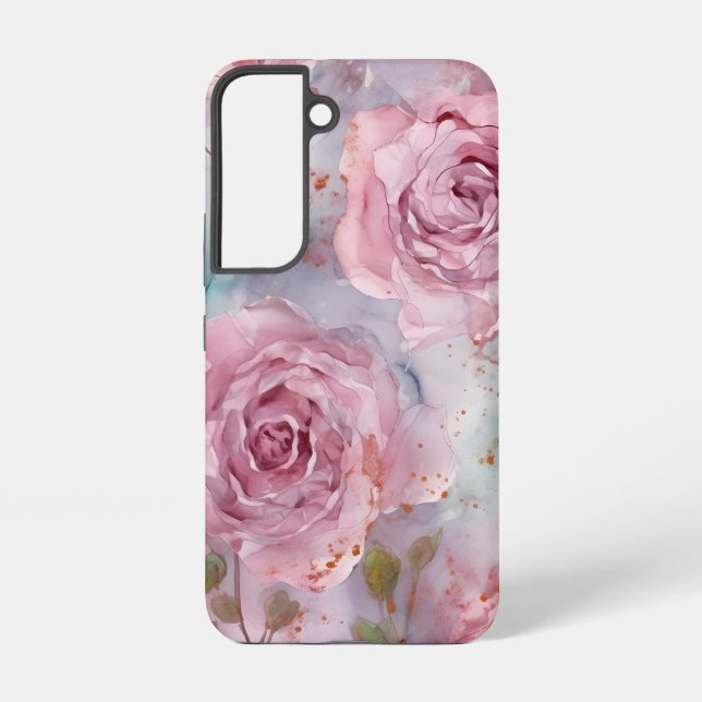 Coque Samsung Galaxy Roses rose et bleu (Verso)