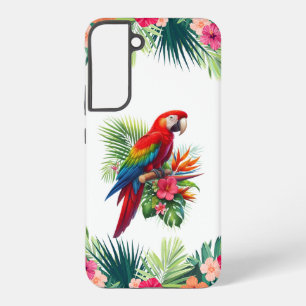 Coque Samsung Galaxy Rouge macaw tropical floral