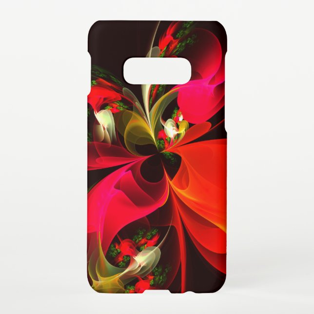 Coque Samsung Galaxy Rouge Vert Floral Moderne Art Abstrait Motif #02 (Dos)