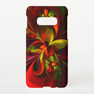 Coque Samsung Galaxy S10E Rouge vert moderne Floral Abstrait Art Motif #05