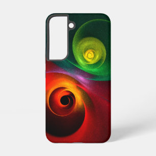 Coque Samsung Galaxy Rouge Vert Yin Yang Moderne Motif d'Art Abstrait #