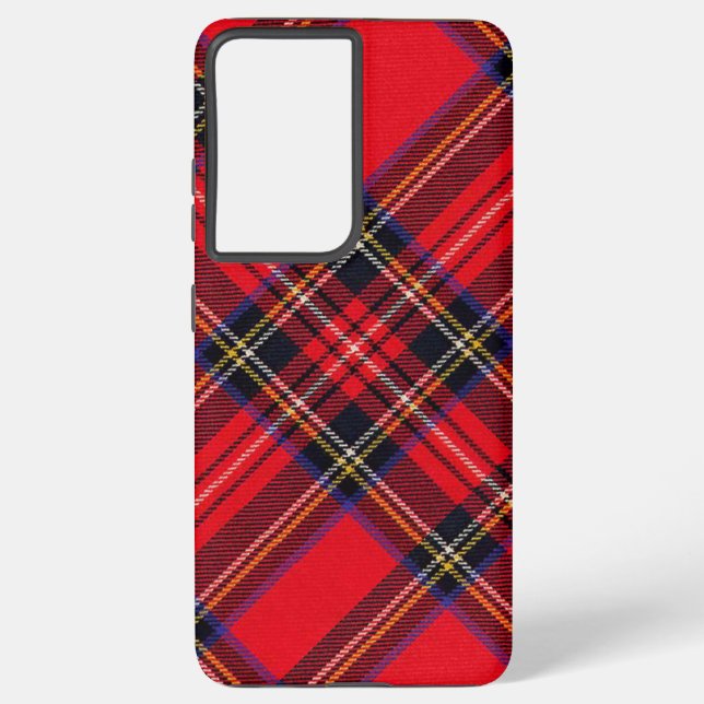 Coque Samsung Galaxy Royal Stewart tartan rouge noir plaid (Verso)