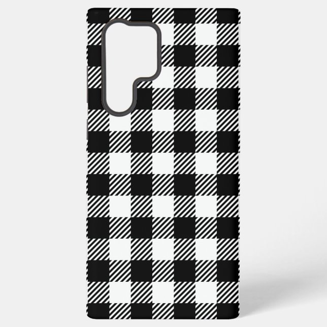Coque Samsung Galaxy Rustic Farmhouse Black & White Checkered (Verso)