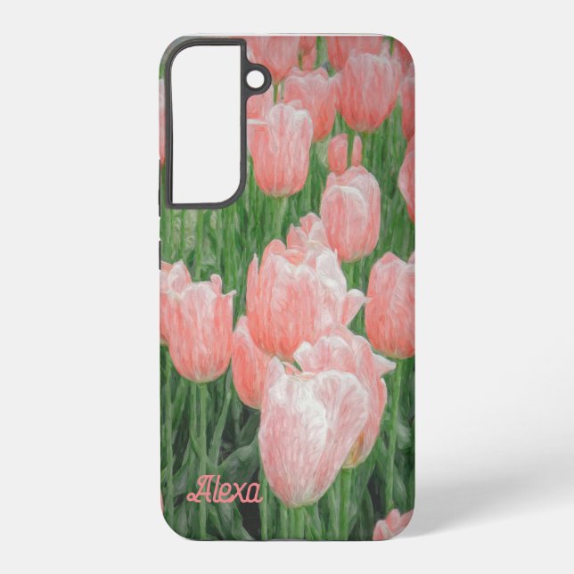 Coque Samsung Galaxy S22+ avec tulipes roses (Verso)