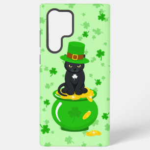Coque Samsung Galaxy Saint Patrick's Day Shamrock Pot of Gold Black Cat