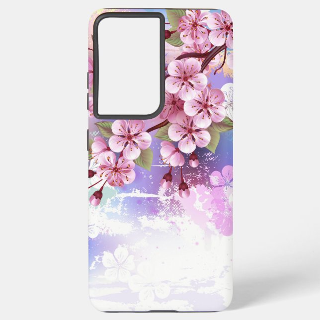 Coque Samsung Galaxy Sakura rose sur la peinture Arrière - plan (Verso)