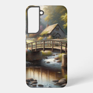 Coque Samsung Galaxy Scène de cottage de pont de printemps Cottagecore