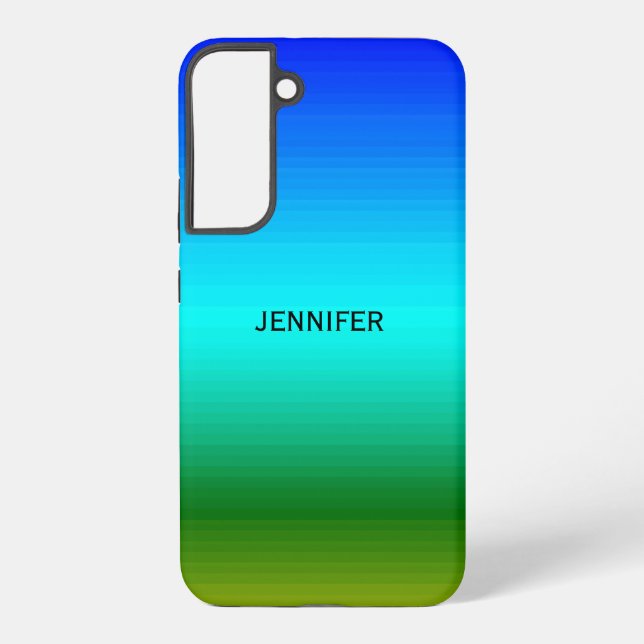 Coque Samsung Galaxy Sea & Sky Blue and Green Gradient Ajouter un nom (Verso)