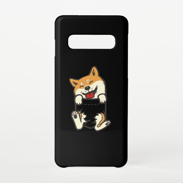 Coque Samsung Galaxy Shiba dans une poche | Design chien mignon (Dos)