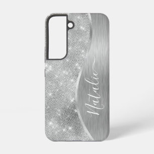 Coque Samsung Galaxy Silver Glitter Glam Bling Personalized