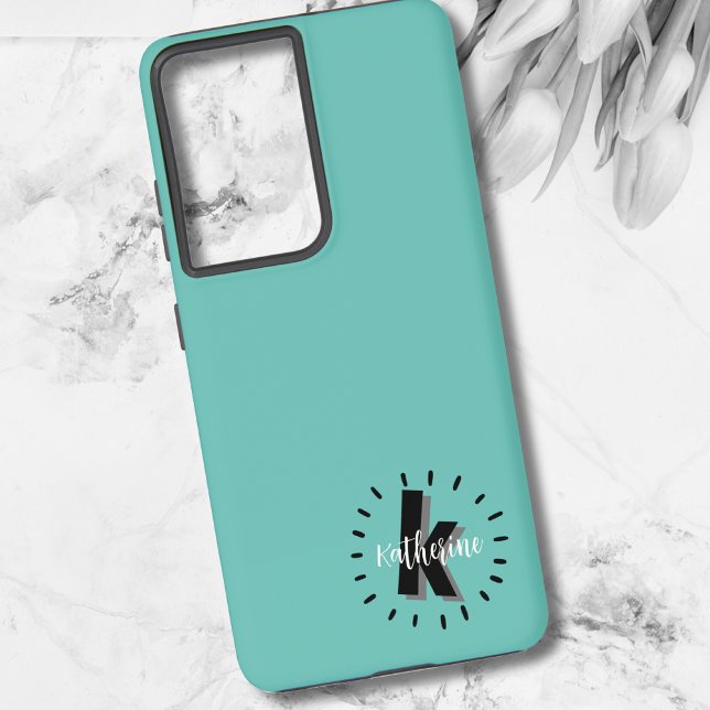 Coque Samsung Galaxy Simple Monogramme Initial De Script Moderne (Fun Modern Script Monogram Initial Samsung Galaxy S21 Ultra Case)