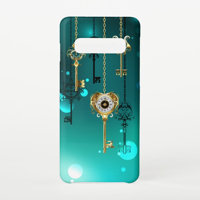 Coque Samsung Galaxy Skeleton Keys on Green Background (Dos)
