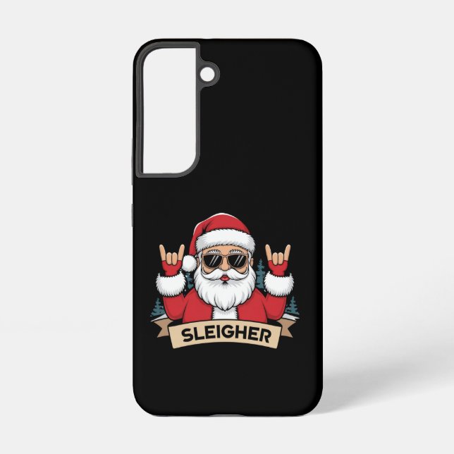 Coque Samsung Galaxy Sleigher de Noël Père Noël Rock Rocker de Noël (Verso)